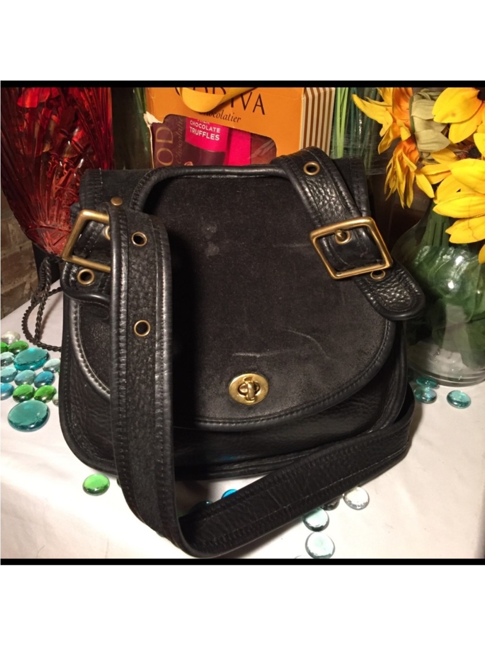 Coach Black Suede and Leather Hippie Crescent Saddle Shoulder Bag - Picture 3 of 7